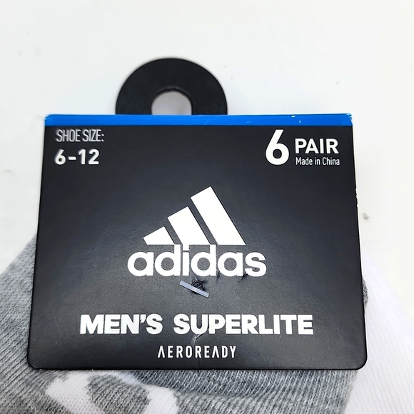 ⭐️ADIDAS 💯 6 PAIRS OF QUARTER LENGTH SOCKS, GREY, WHITE LOGO - Picture 7 of 8